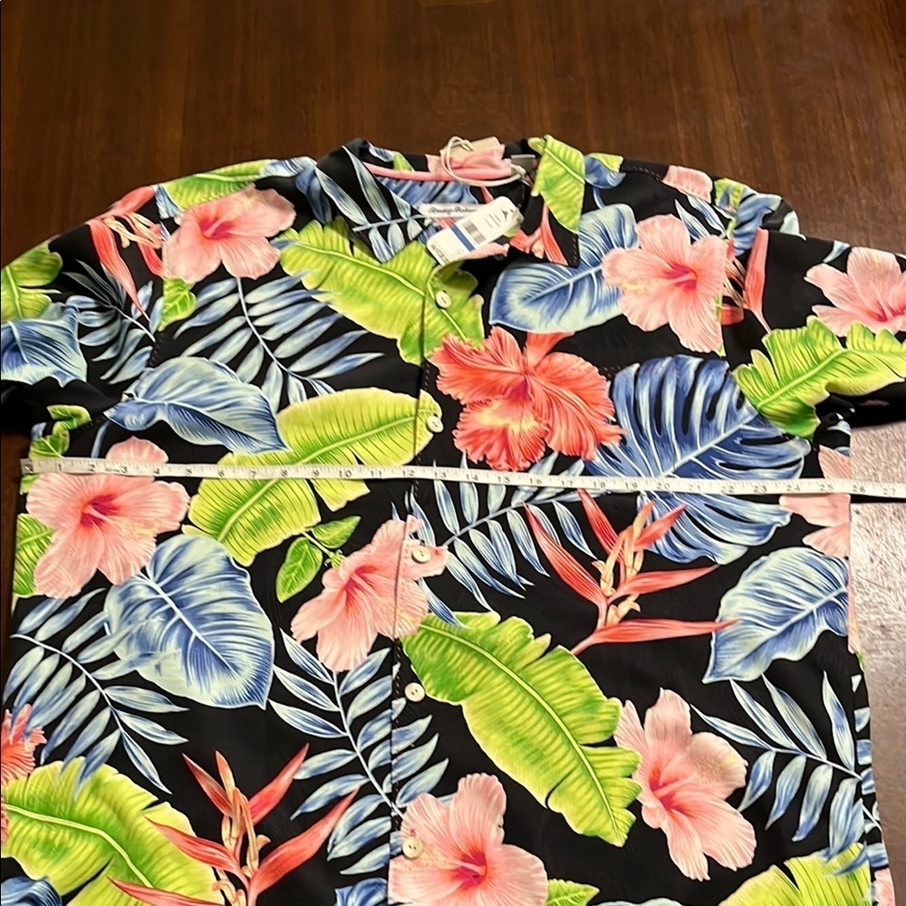 Tommy Bahama Hibiscus Grove 100% Silk Short Sleeve Camp Floral Black Pink - Picture 13 of 16